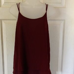 NOROH Red Camisole Top with Spaghetti Straps and Ruffled Hem SZ.M